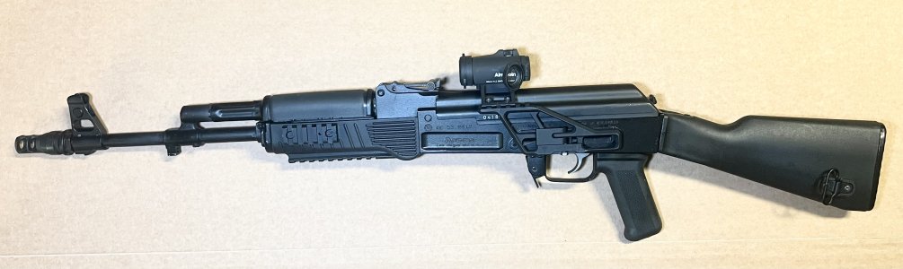 SAM7R, bulgy pic rail handguards,  Jmac keymo brake, PSA polished nickel boron FCG