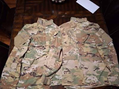 Two OCP flight suit tops