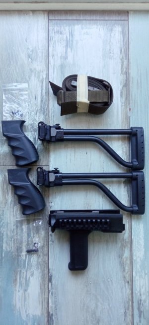 All NOS FB Radom.Beryl folding stocks w/hardware.Beryl picatinny optic rail.Beryl 3-point sling.Beryl PGs w/hardware.Beryl wz.96 LWR Hgs w/Vertical gr