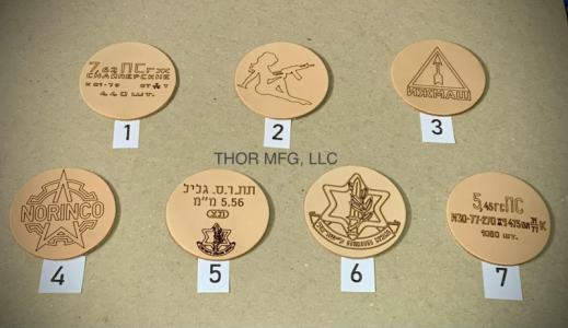 Laser Engraved Leather Coasters – AK / Galil themed - Mix or Match 4 pack