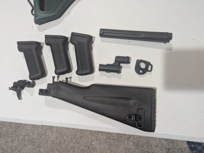 LBE AK trigger, AK grips, Saiga gas tube