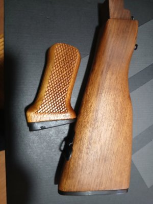 Original Chinese wood buttstock and a Chinese wood Pistol Grip