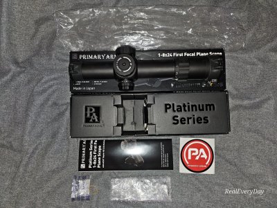 Primary Arms PLx 1-8x24, Holosun red dots, Ruger TD barrels, 14" Mossberg bbl kits, Colt 9mm SMG upper