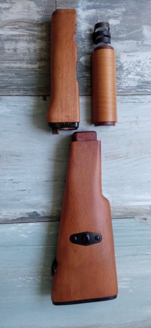 NOS Polish AK GN wz.60 (milled receiver) hardwood (beechwood) furniture SET.