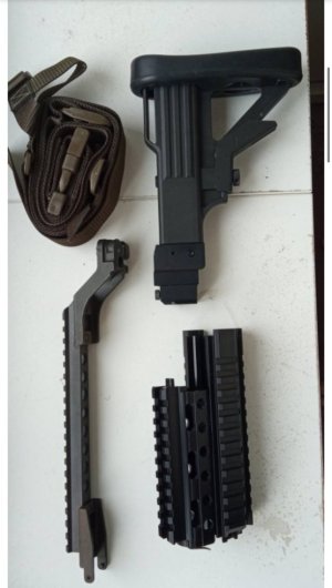 Beryl collapsible stock w/og mounting screws, Beryl quad rail, Beryl Picatinny Optic Rail, Beryl 3-point sling, Beryl PG.