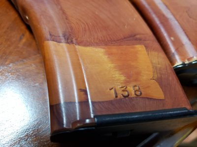 Polish orange fatty, Russian bake grip, Romy bake grip, Izzy bakelite 7.62x39 magazine, Russian slabside magazine