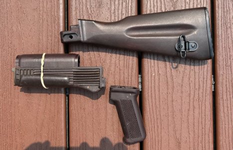 Complete russian ak-74 plum stock set with heat shield/silver stamps
