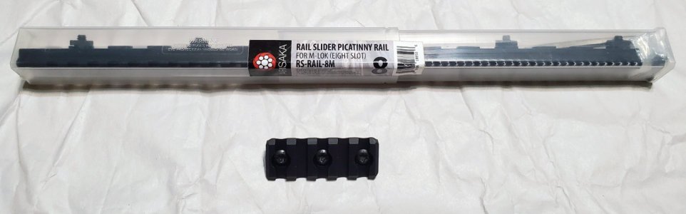 Arisaka RS-RAIL-8M RAIL SLIDER PICATINNY RAIL M-LOK (8-MLOK SLOTS) & 5 Slot Low Profile Picatinny Rail M-Lok (1.5-MLOK SLOTS)