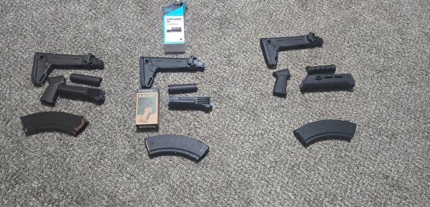 AK/AKM magpul furniture. Black and plum sets