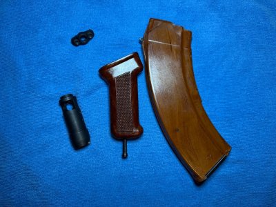 RS regulate flash light mount, Tula Bakelite, AKM Bakelite grip, MLOK QD mount, 14x1 LH muzzle brake