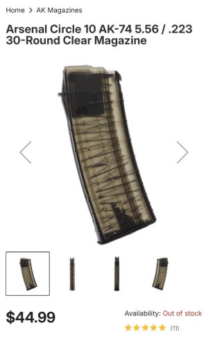 Circle 10 5.56 AK74 mag, CLEAR
