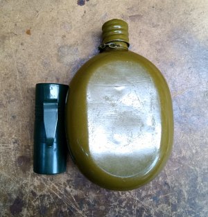 Soviet water flask and flashlight