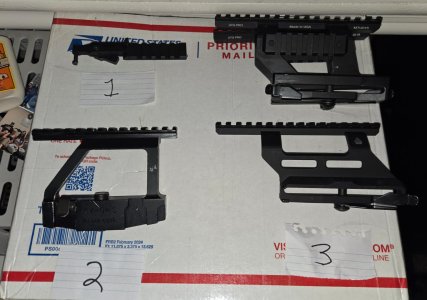AK/zastava optics mounts (side and sight leaf style) and ultimak gas tubes