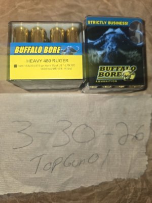 Ruger HEAVY 480 BUFFALO BORE 38rds