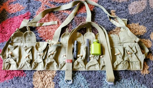 CHINESE SKS CHEST RIG, SLING, OILER, CLEANING KIT, & STRIPPER CLIP