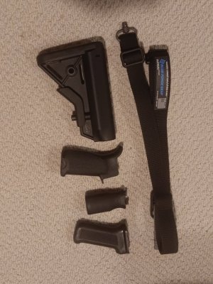 WTS Blueforce Gear QD Sling, B5 Stock, BCM 3 AR Grip, MVG, AK Grip