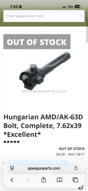 Hungarian Bolt complete