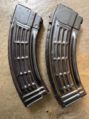 Two Russian izhmash 7.62x39 aluminum waffle mags