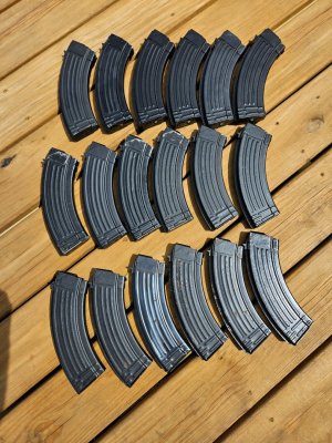 Bulk Lot of (18) Steel 7.62x39 AK-47 30rd Magazines - Surplus